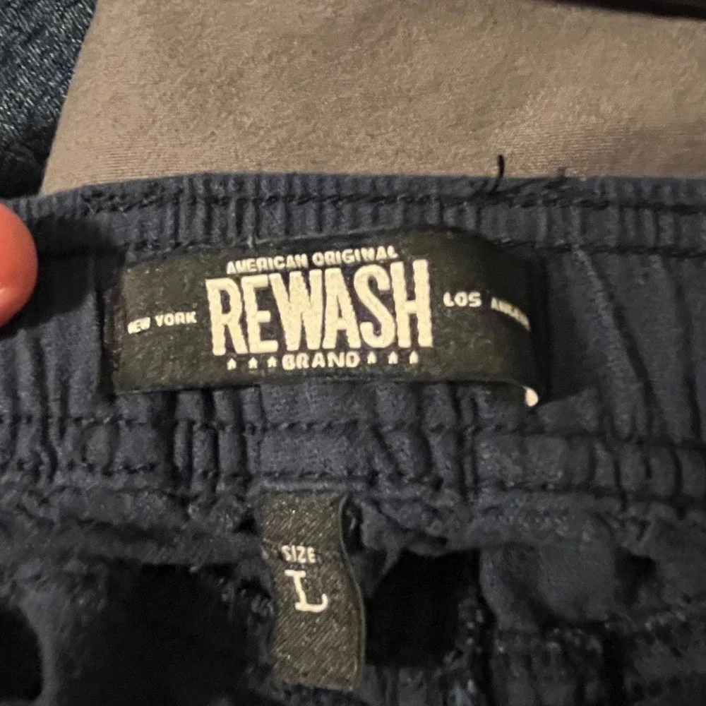 Rewash Navy Blue Rayon Linen Blend Drawstring Elastic Waist Casual Pants M